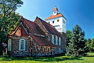 Blick auf die Friedersdorfer Kirche