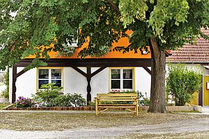 Blick auf eine restauriertes Umgebindehaus in Lindena 